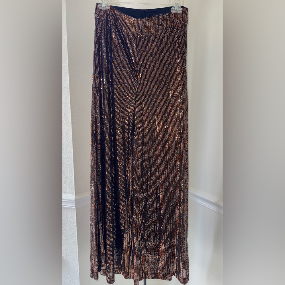CHICME Black & Bronze Sequin Wide Leg Pants | Size M | 31” Inseam